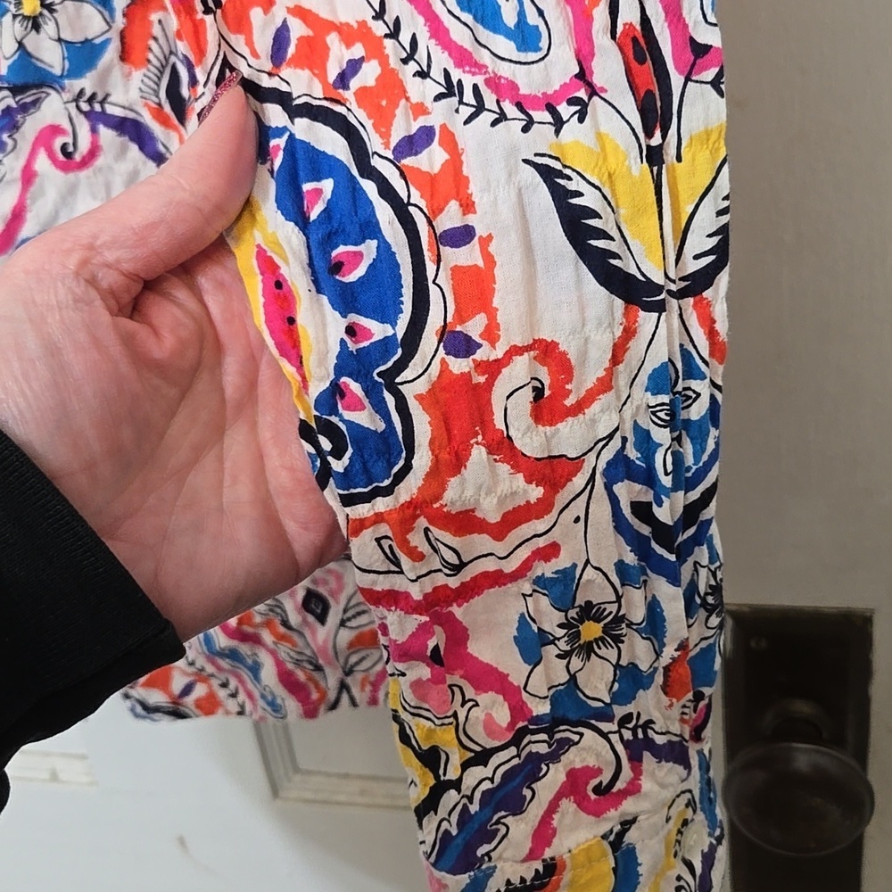 J. McLaughlin Lois Boho PAISLEY Floral BUTTON Womens Collared SHIRT TOP BLOUSE S - Picture 7 of 7